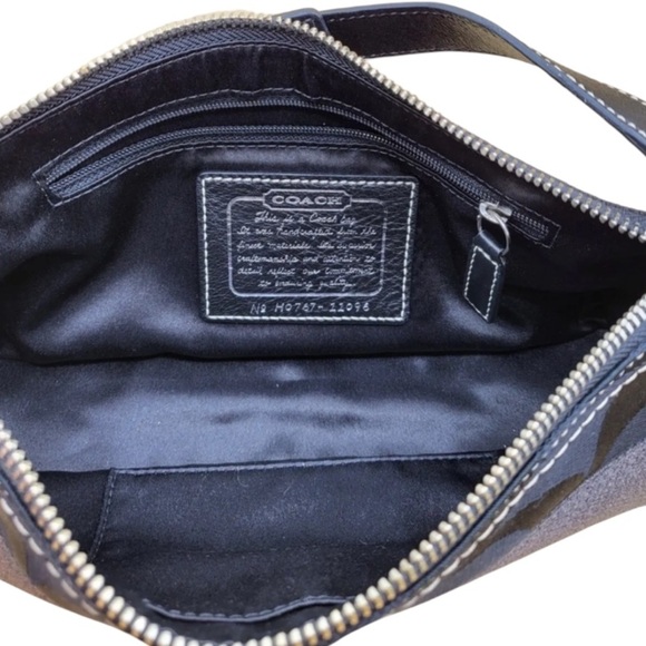 👛 Vintage COACH Signature Black Canvas Leather Mini Shoulder Hobo Handbag 11096 - Picture 4 of 6